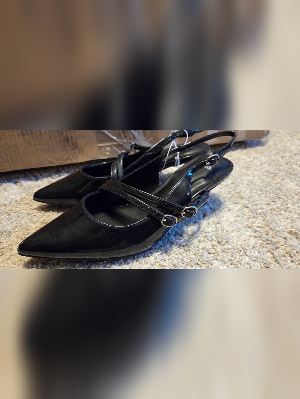 Women’s Black Patent Slingback Wedge Heels